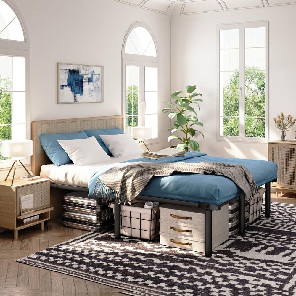 JOM Metal Bed Frame Queen Size - 14 Inch Rails Bedframe for Box Spring - Picture 4 of 7